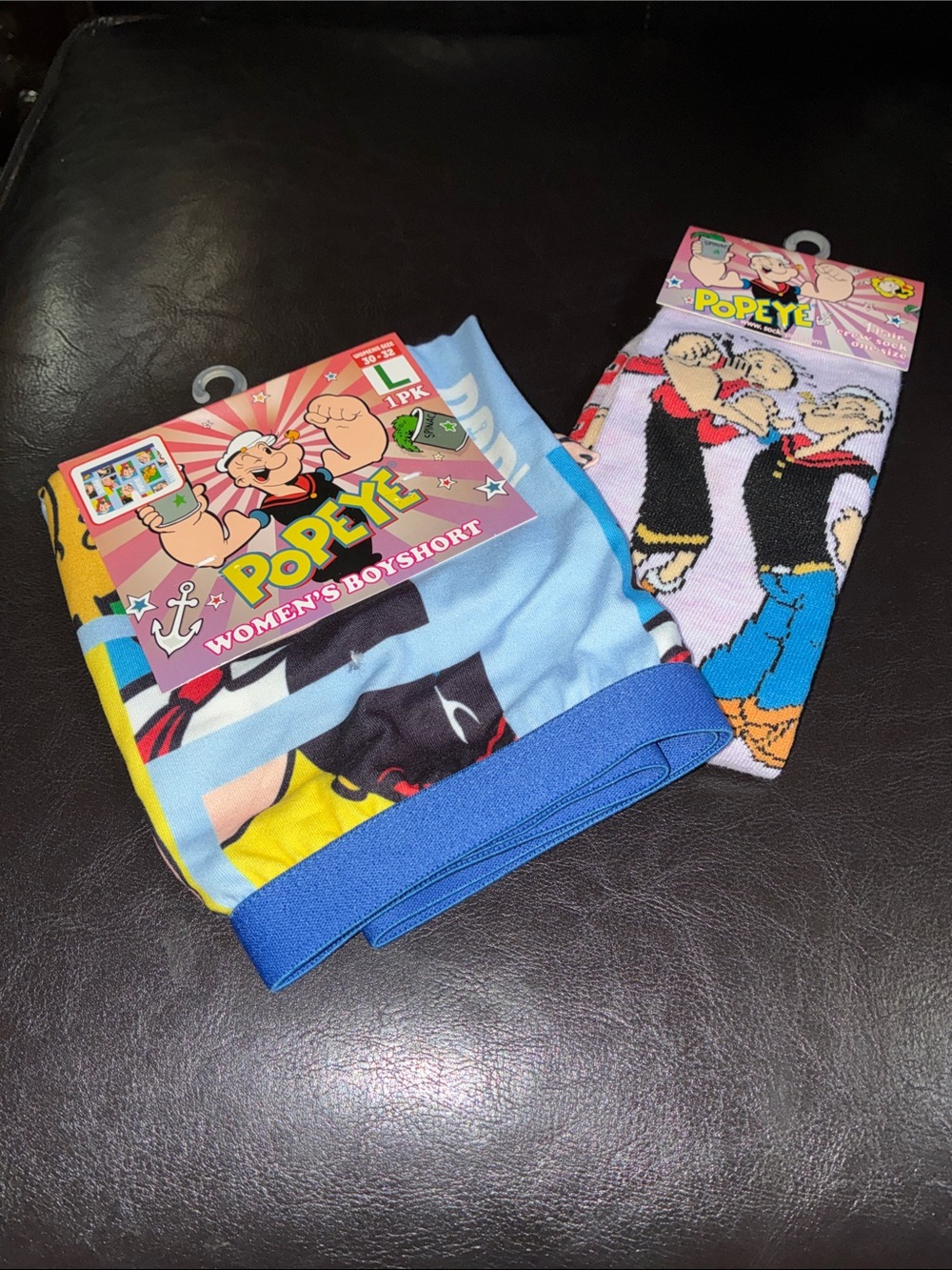 Women's Boyshorts with Matching Socks- Blue Cartoon Print